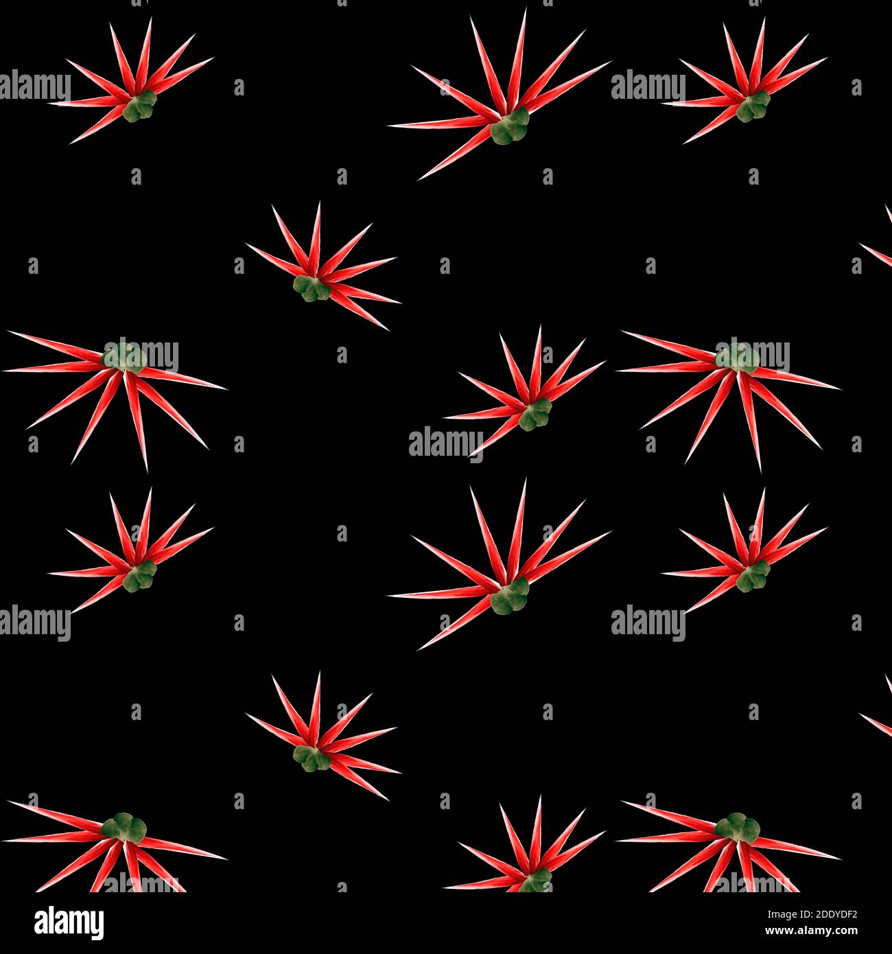 Nahtlose Abbildung mit Blumenmuster. Endlose Textur mit kleinen roten Blumen auf schwarzem Hintergrund kann für die Verpackung verwendet werden, Tapete, Fliese Hintergrund, w Stockfoto