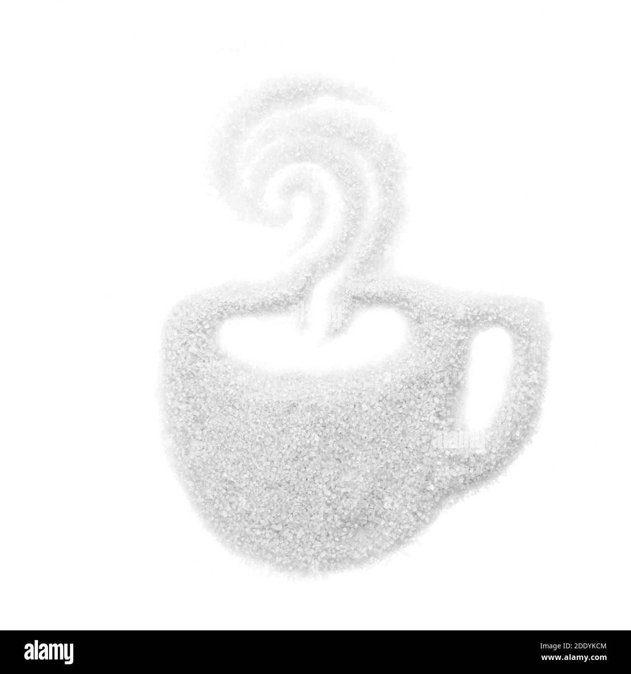Weißer Zucker der Form einer Tasse isoliert auf Weißer Hintergrund Stockfoto