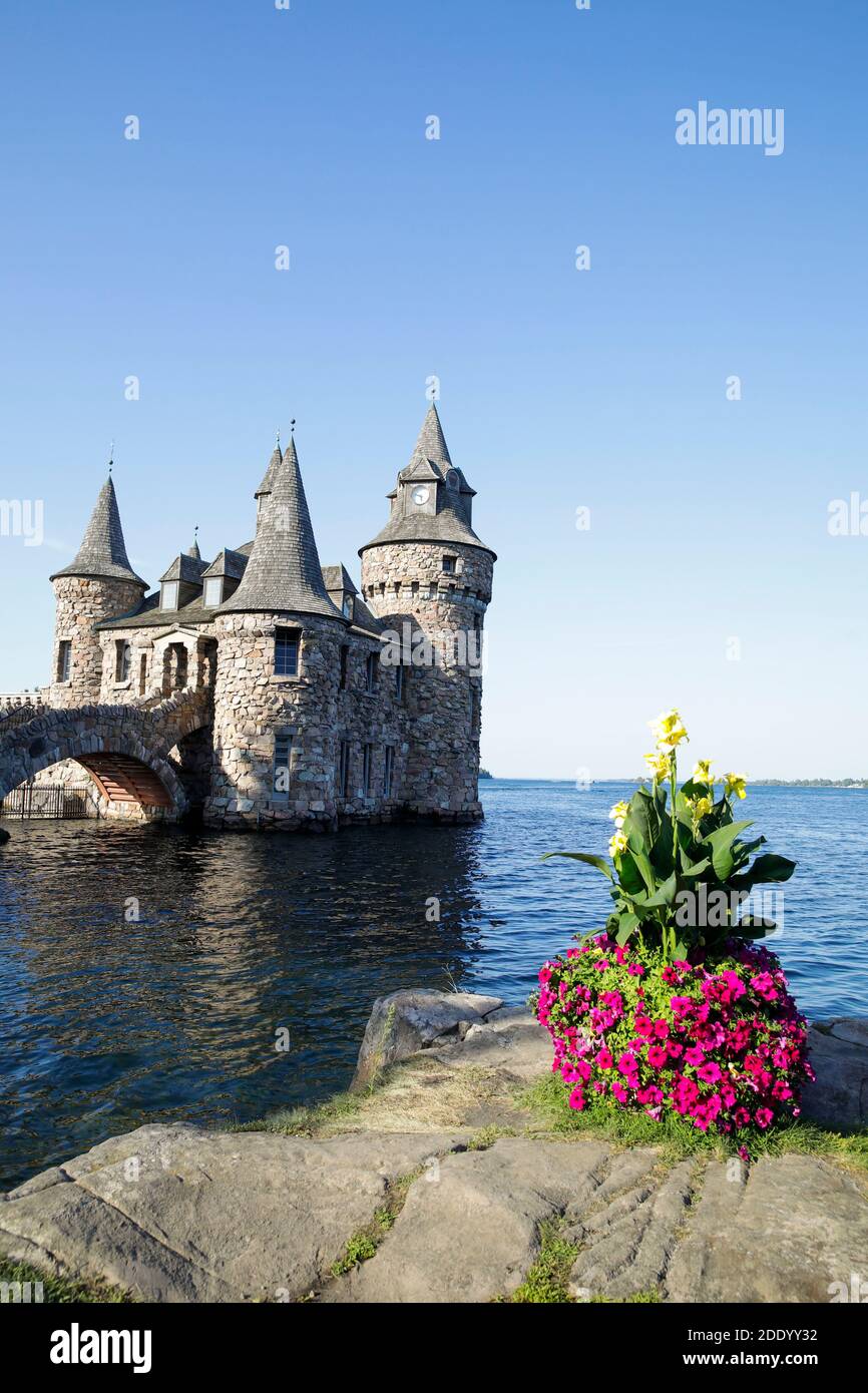 Boldt Castle auf Heart Island, Thousand Islands Archipel, St. Lawrence River, entlang der nördlichen Grenze zwischen den Vereinigten Staaten und Kanada, USA Stockfoto