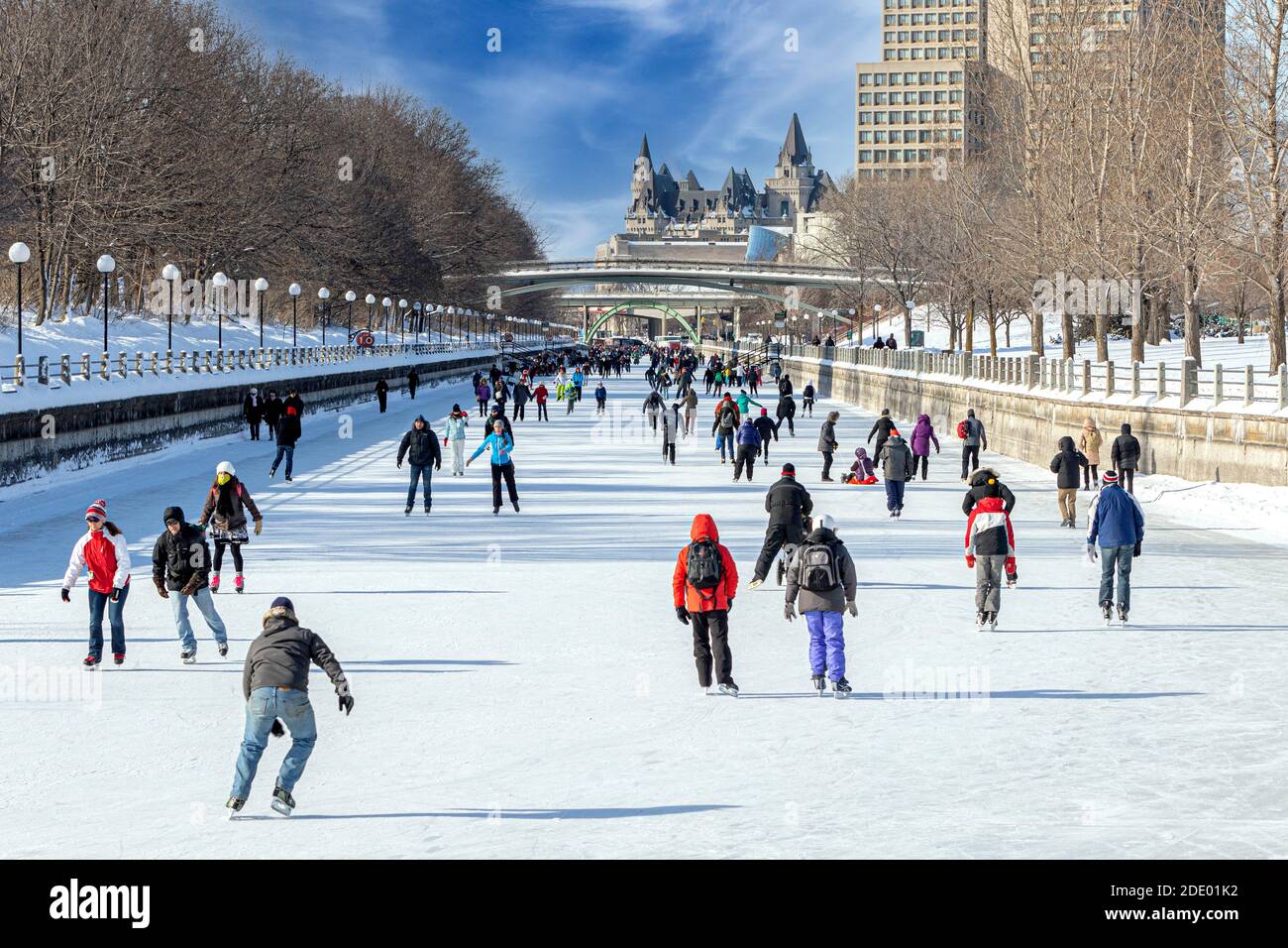 Schlittschuhlaufen auf den Rideau Canal, Ottawa, Kanada Stockfoto