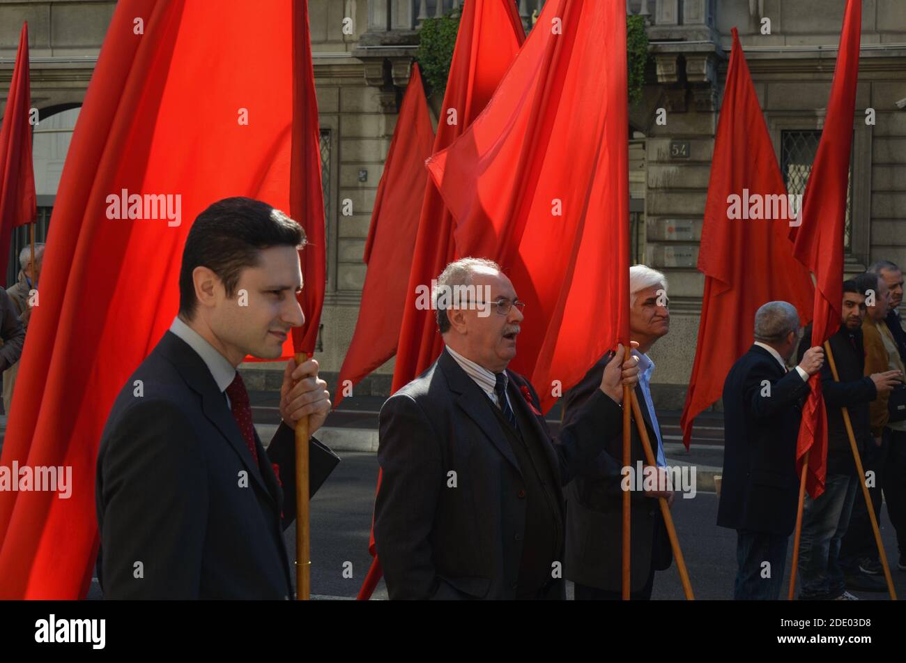 Die Gewerkschaften versammelten sich in Kadikoy, um den Internationalen Tag der Arbeit zu feiern. Stockfoto