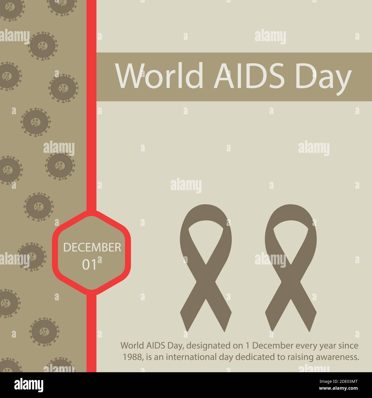 Der Welt-Aids-Tag, der seit 1988 jedes Jahr am 1. Dezember begangen wird, ist ein internationaler Tag, der der Sensibilisierung gewidmet ist. Stock Vektor