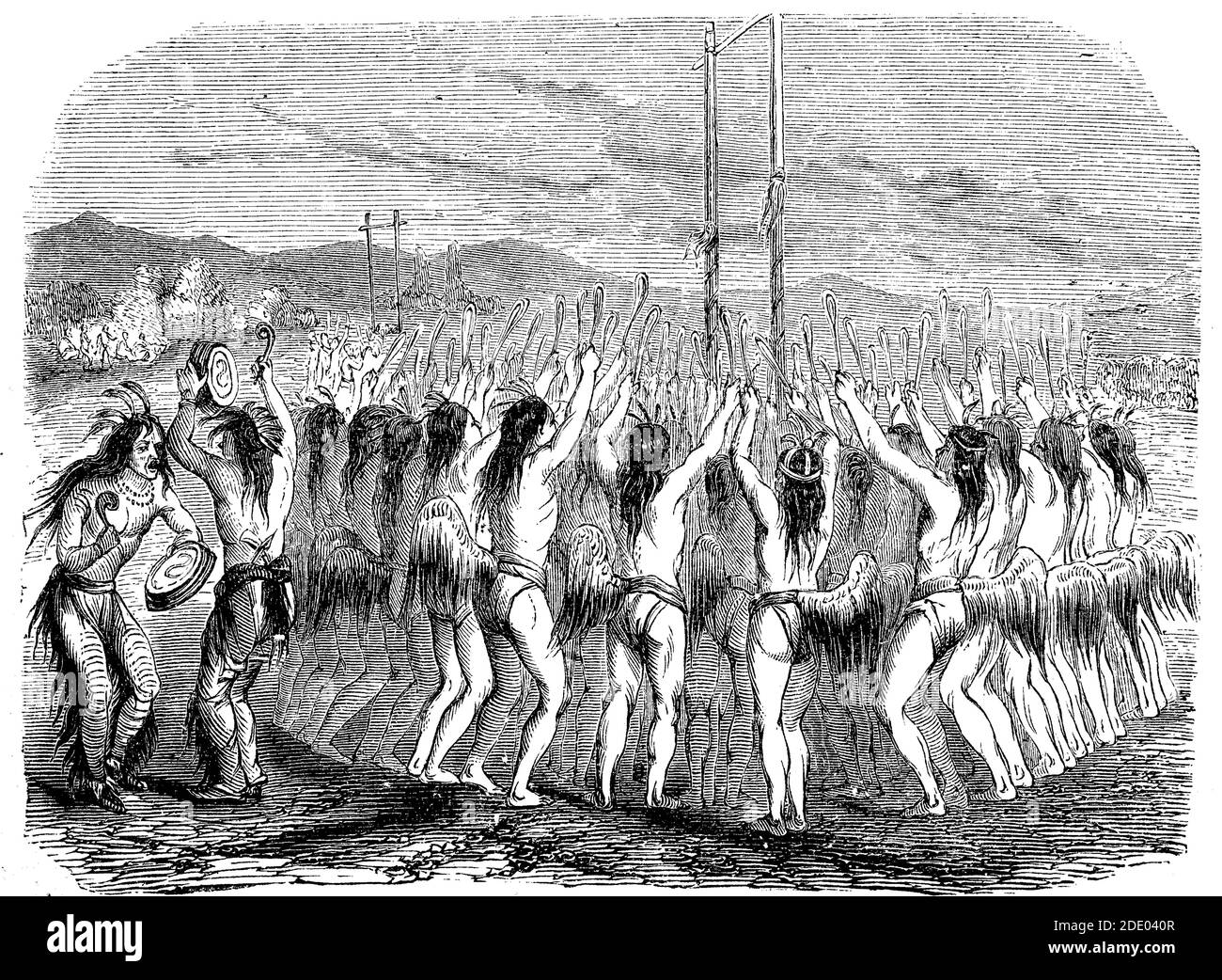 Indische Ballspieler, Amerika, 17 Century / Indianische Ballspieler, Amerika, 17 Jahrhundert, Historisch, historisch, digital verbesserte Reproduktion eines Originals aus dem 19. Jahrhundert / digitale Reproduktion einer Originalvorlage aus dem 19ten Jahrhundert. Jahrhundert, Stockfoto