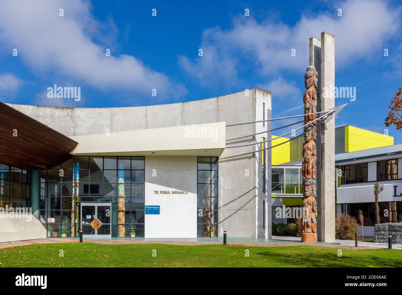 TE Puna Wānaka, am Ara Institute of Canterbury Ltd. Architekturhochschule in Christchurch, Neuseeland. Stockfoto