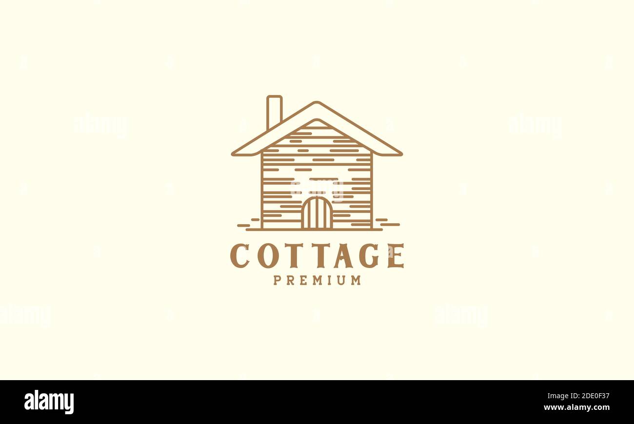 Haus oder Haus Cottage Holz Linie vintage einfache Logo Vektor Symboldarstellung Stock Vektor