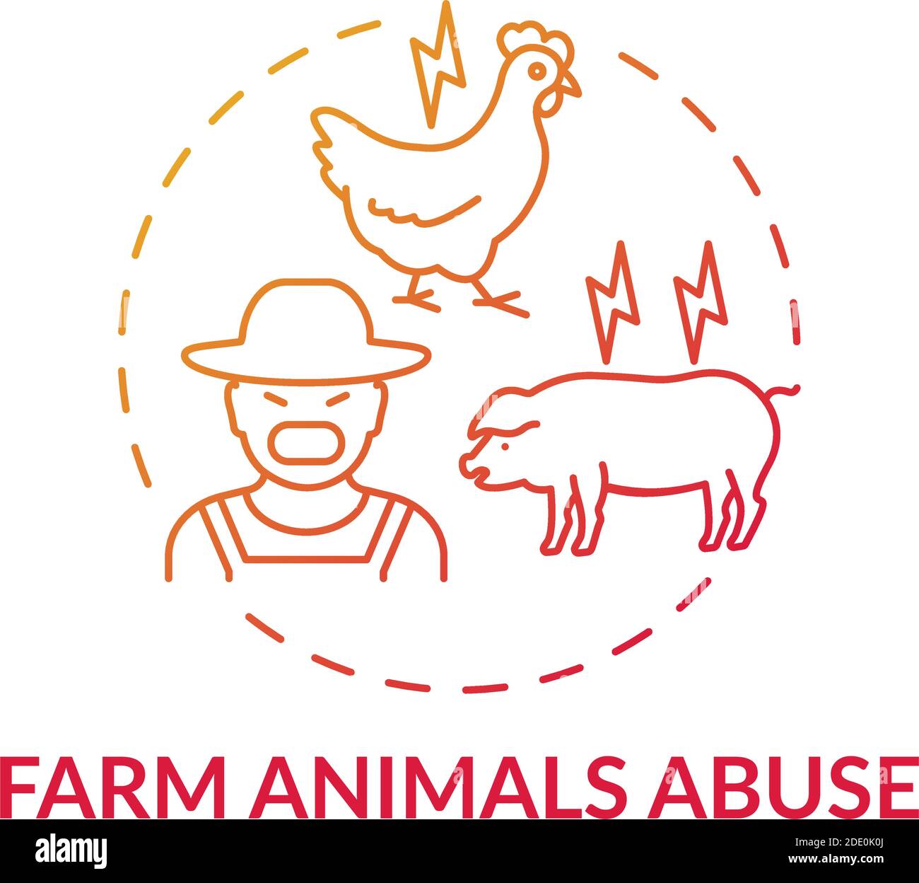 Symbol „Farm Animal Missbrauchs Red Gradient Concept“ Stock Vektor