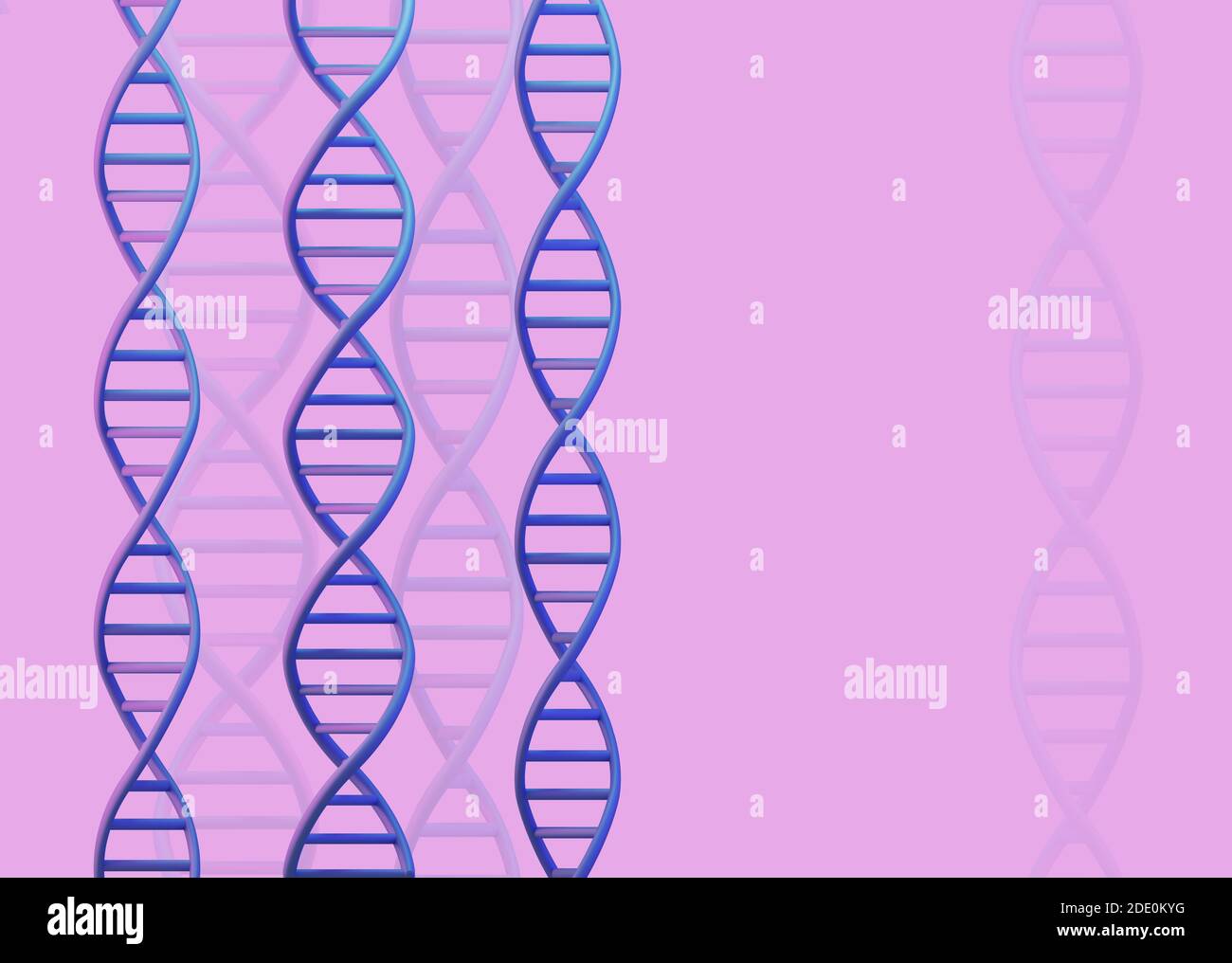 DNA-Moleküle Struktur auf violettem Hintergrund. Science and Technology Konzept, 3d Render Stockfoto