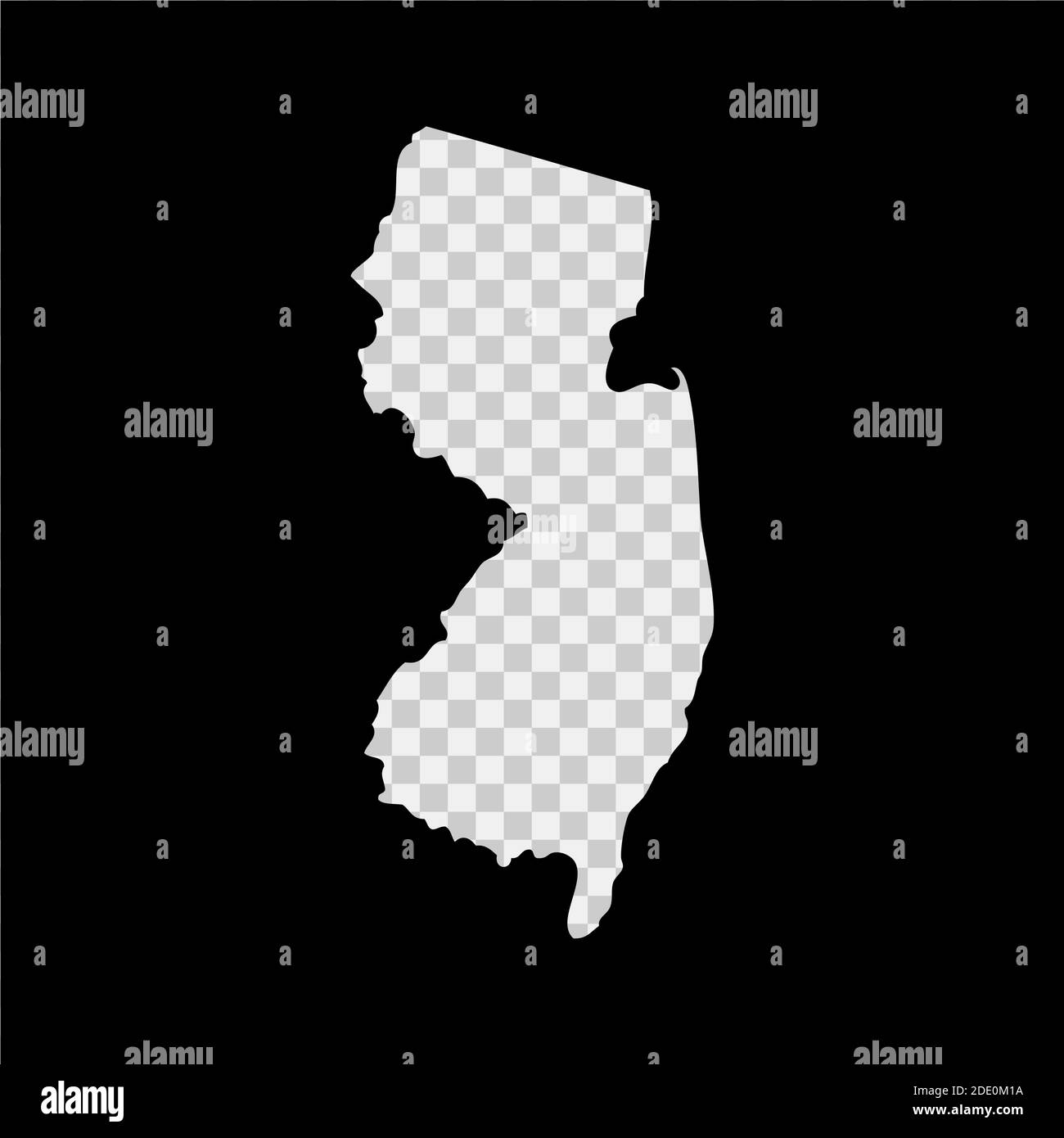 New Jersey US State Schablonenkarte. Laserschneidschablone auf transparentem Hintergrund. Gestanzte Vektorform. Silhouette mockup für alle Zwecke. Stock Vektor