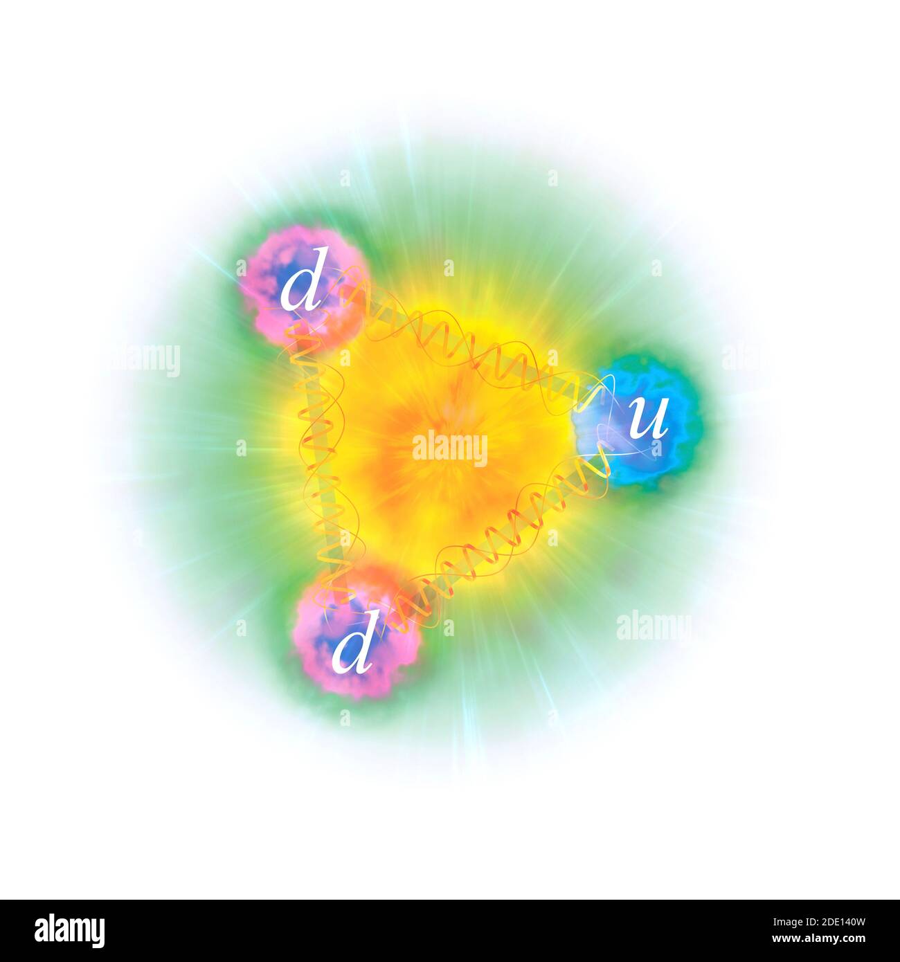 Artwork der Struktur eines Neutrons Stockfoto