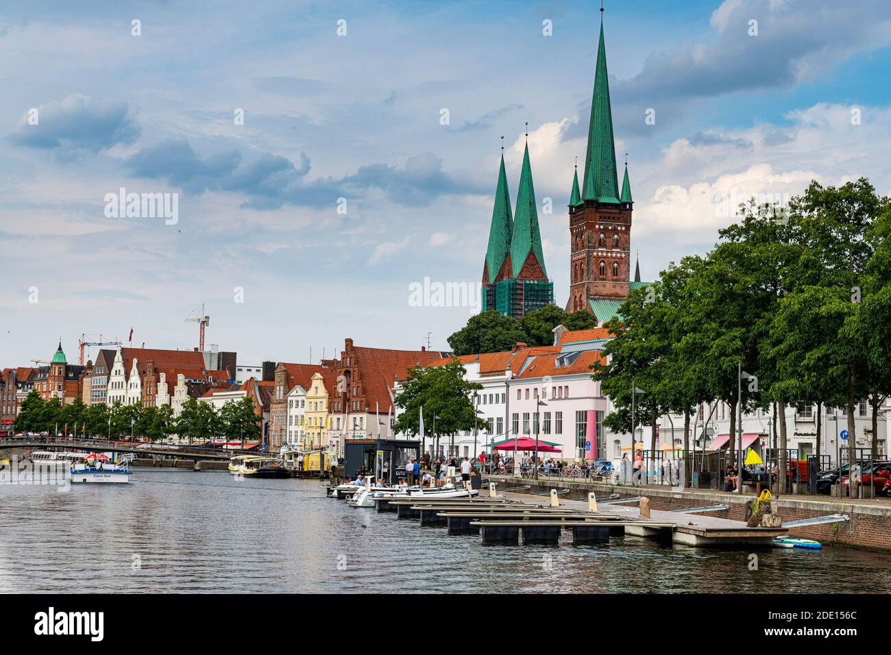 Skyline von Lübeck, UNESCO Weltkulturerbe, Schleswig-Holstein, Deutschland, Europa Stockfoto