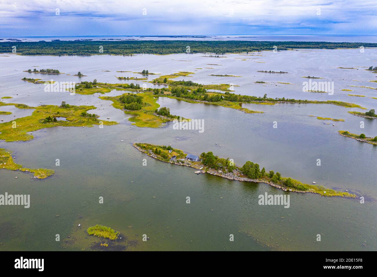 Luftaufnahme des Kvarken-Archipels, UNESCO-Weltkulturerbe, Finnland, Europa Stockfoto