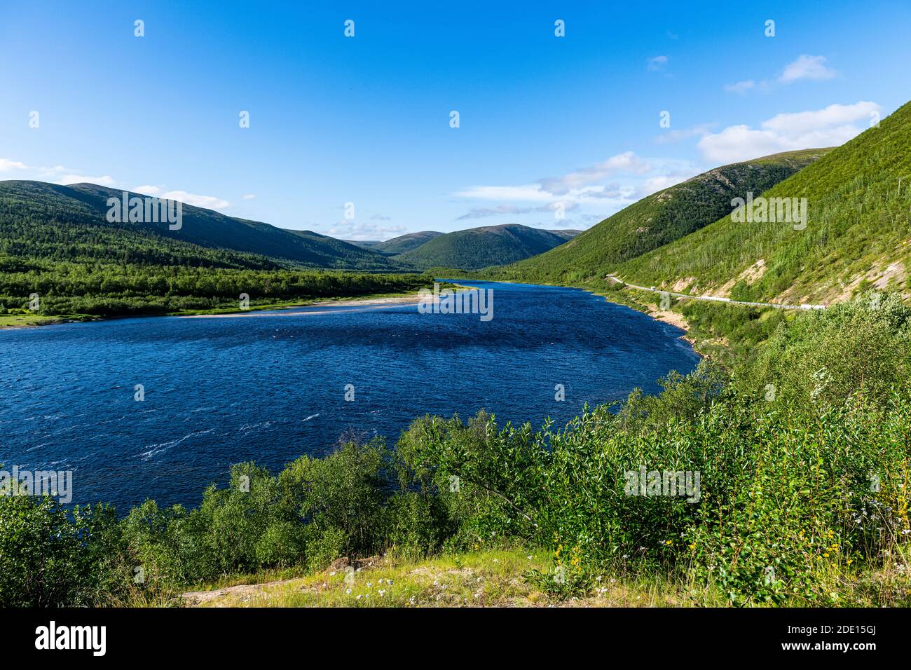 Karasjohka Fluss an der Grenze zu Norwegen und Finnland, Lappland, Finnland, Europa Stockfoto