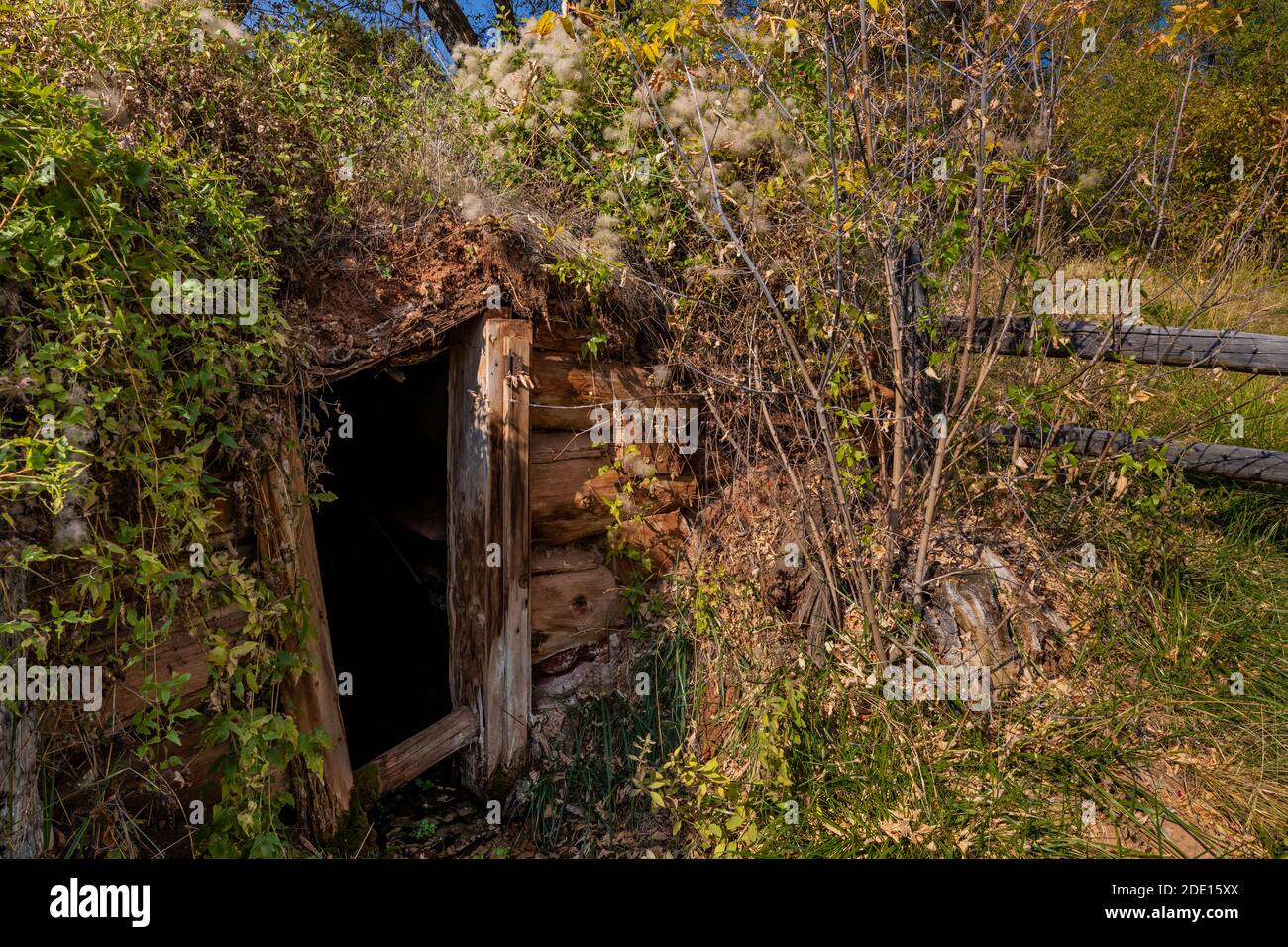 Spring House in Caroline Lockhart Historic Ranch Site in Bighorn Canyon National Recreation Area, in der Nähe von Lovell, Wyoming, USA Stockfoto