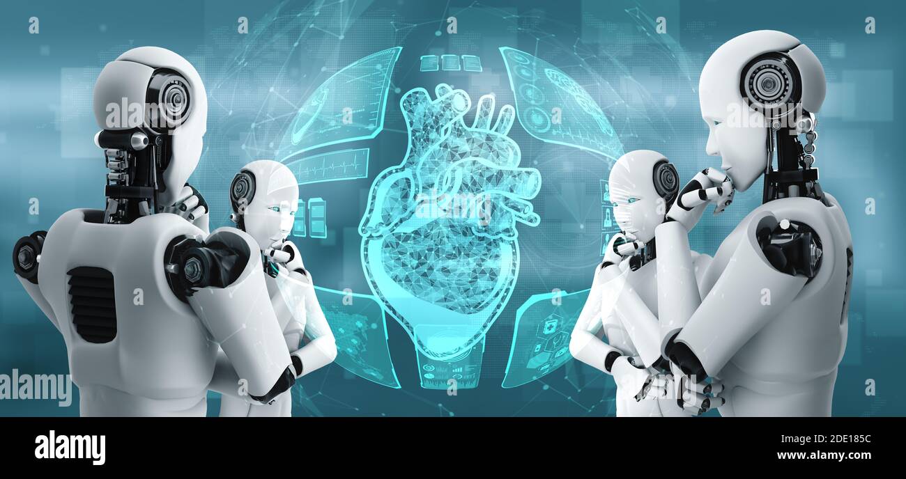 Zukünftige Medizintechnik gesteuert durch KI-Roboter mit maschinellem  Lernen Und künstliche Intelligenz, um die Gesundheit der Menschen zu  analysieren und Ratschläge zu geben Zum Thema Gesundheit Stockfotografie -  Alamy