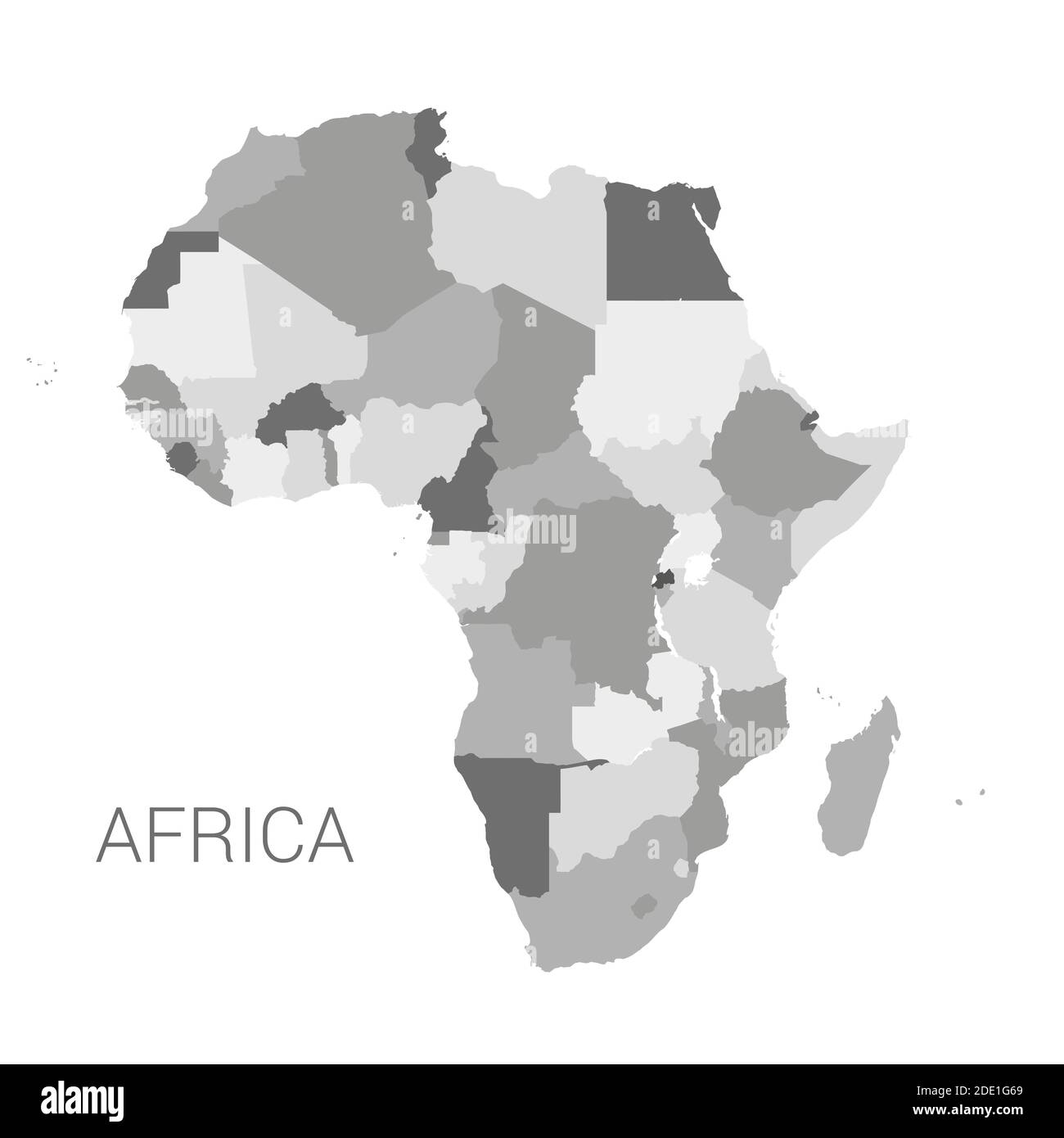 Vectro afrika Karte. Detaillierte afrika-Karte mit Grenzen von Staaten isoliert auf weißem Hintergrund Vektor-Illustration. Stock Vektor