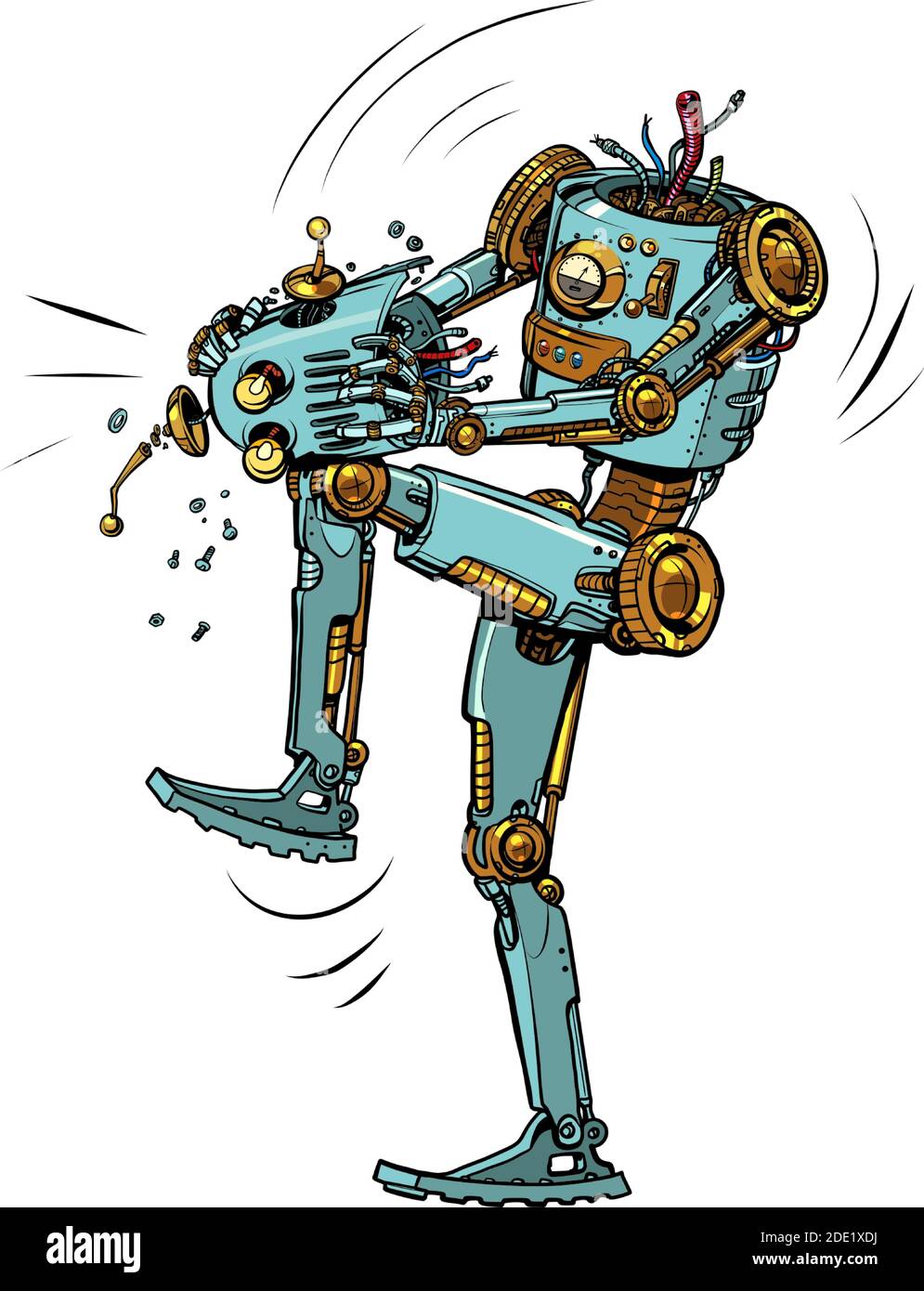 Mad Roboter bricht sich selbst. Stock Vektor