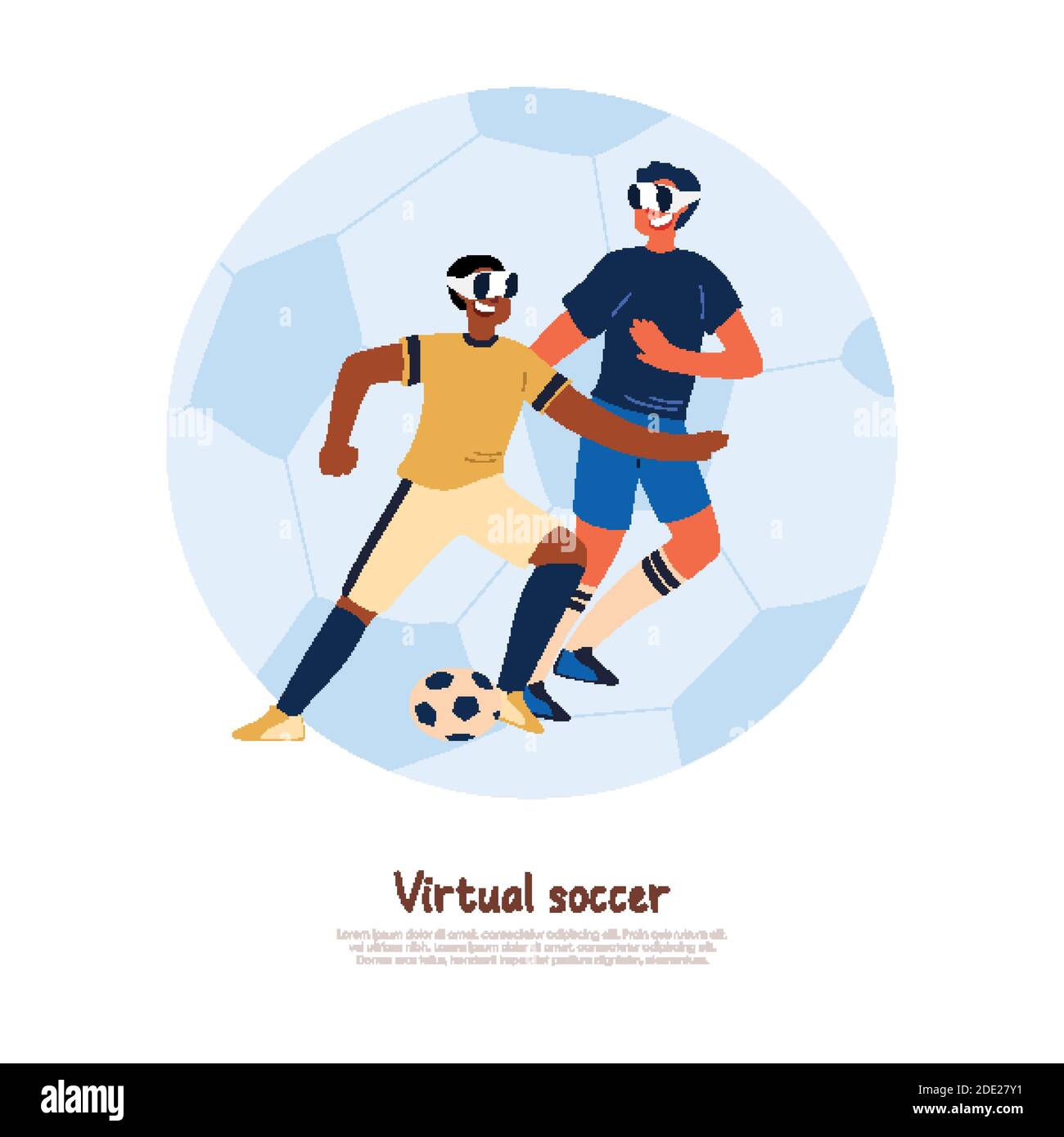 Fröhliche Jugendliche in Sportswear und vr Brille, Kinder spielen  virtuellen Fußball, digitale Sport-Banner. Videospiel, futuristisches  Unterhaltungskonzept c Stock-Vektorgrafik - Alamy