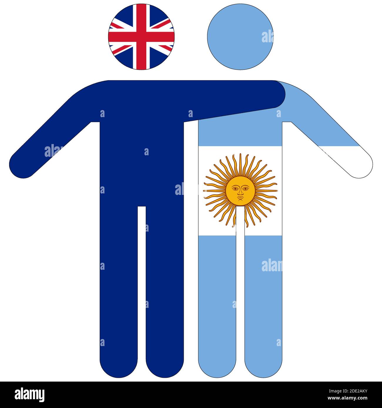 Großbritannien - Argentinien / Freundschaftskonzept auf weißem Hintergrund Stockfoto