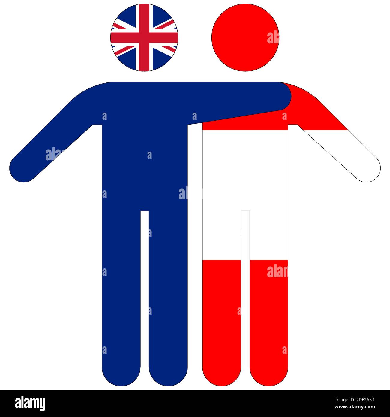 UK - Österreich / Freundschaftskonzept auf weißem Hintergrund Stockfoto