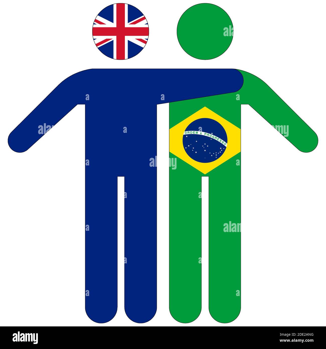 Großbritannien - Brasilien / Freundschaftskonzept auf weißem Hintergrund Stockfoto