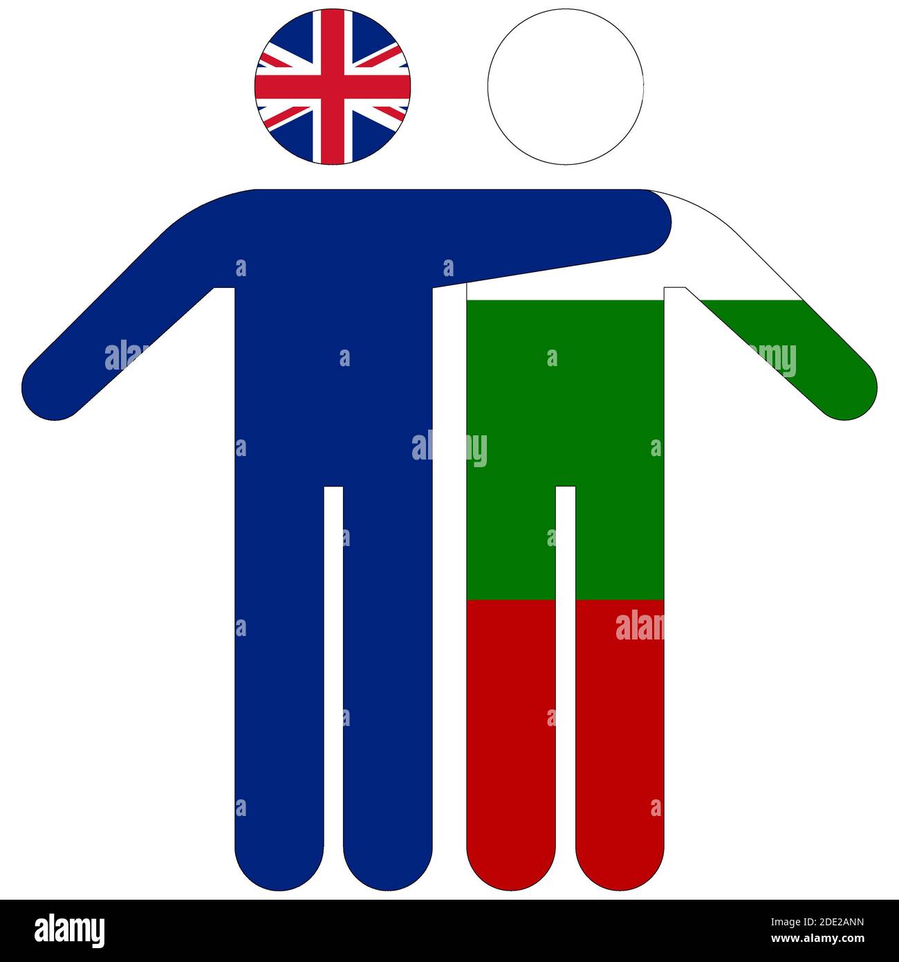 UK - Bulgarien / Freundschaftskonzept auf weißem Hintergrund Stockfoto