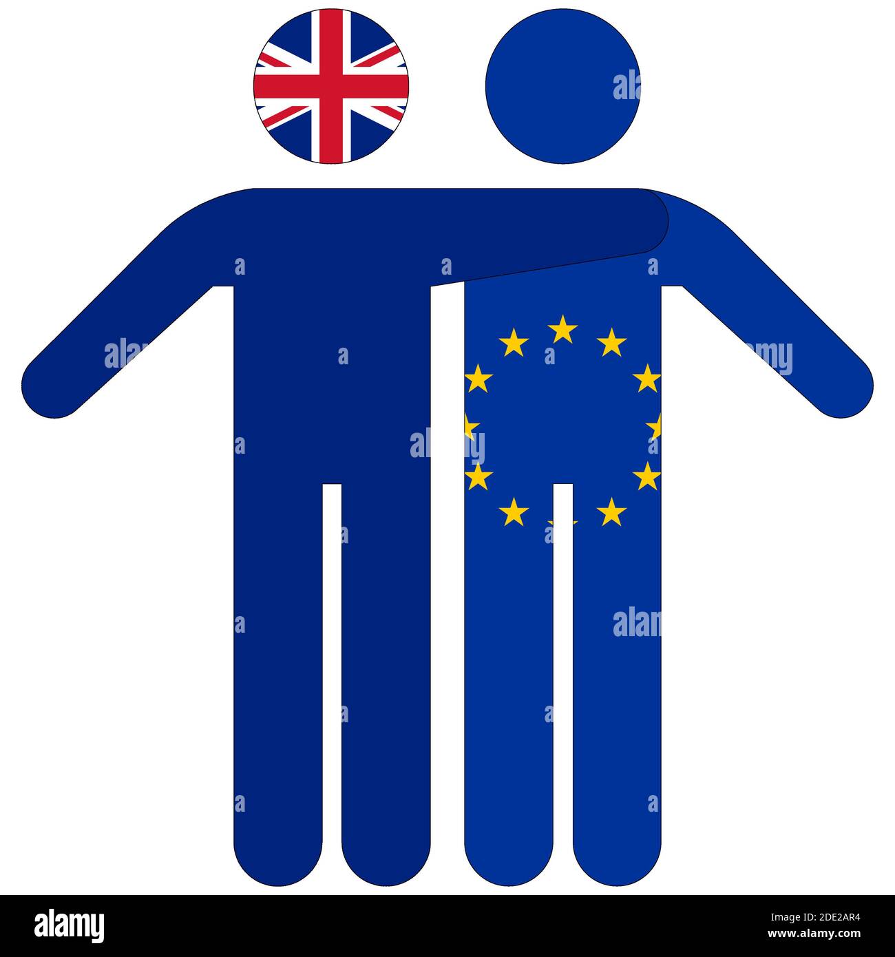 Großbritannien - EU / Freundschaftskonzept auf weißem Hintergrund Stockfoto