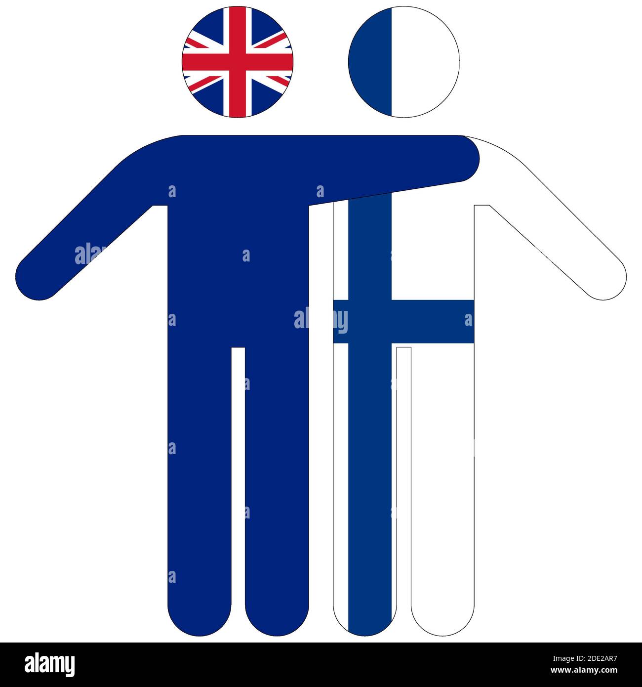 Großbritannien - Finnland / Freundschaftskonzept auf weißem Hintergrund Stockfoto