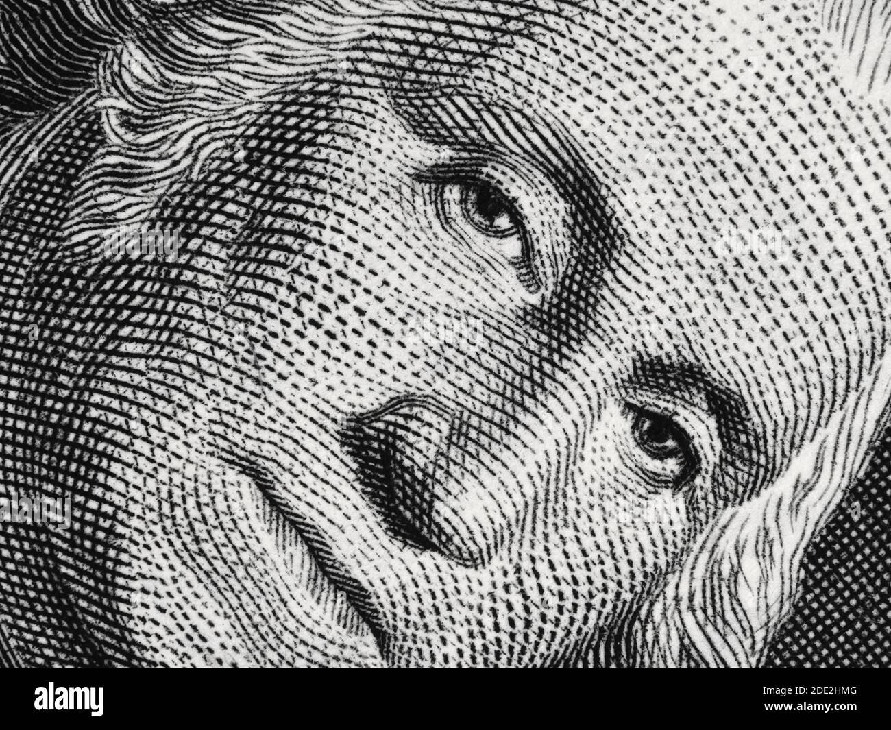 US-Präsident George Washington Gesicht Porträt auf der USA ein-Dollar-Rechnung Makro, vereinigten Staaten Geld Nahaufnahme Stockfoto