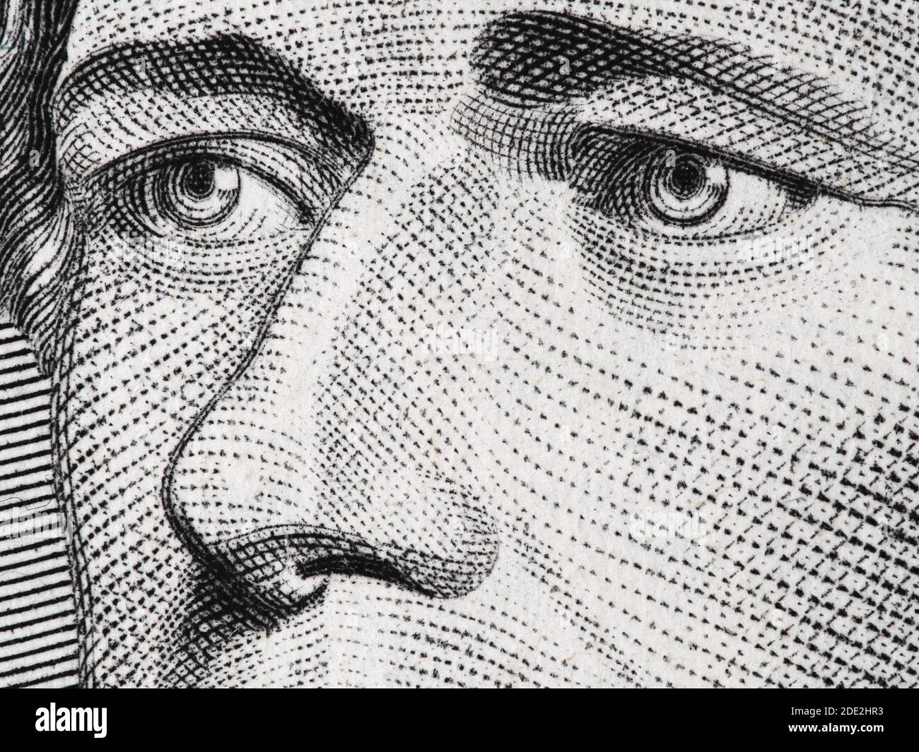 Alexander Hamilton Gesicht auf uns 10-Dollar-Rechnung extreme Makro, 10 usd, US-Geld Nahaufnahme Stockfoto