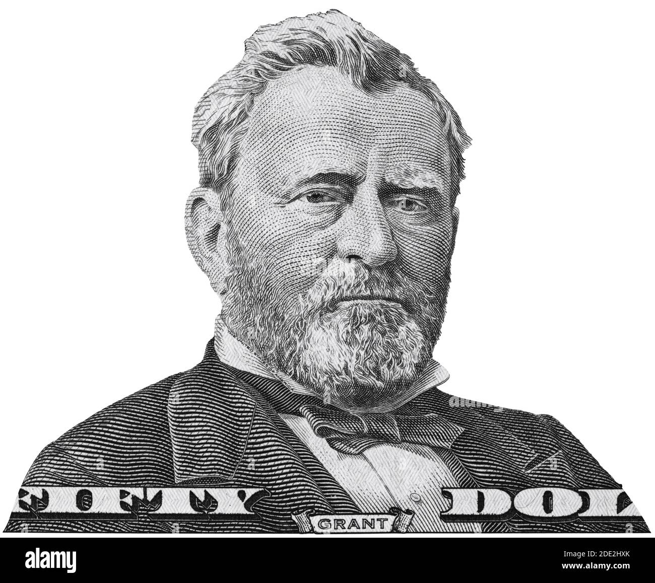 US-Präsident Ulysses Grant Porträt auf fünfzig Dollar-Rechnung Makro isoliert, vereinigten Staaten Geld Nahaufnahme Stockfoto