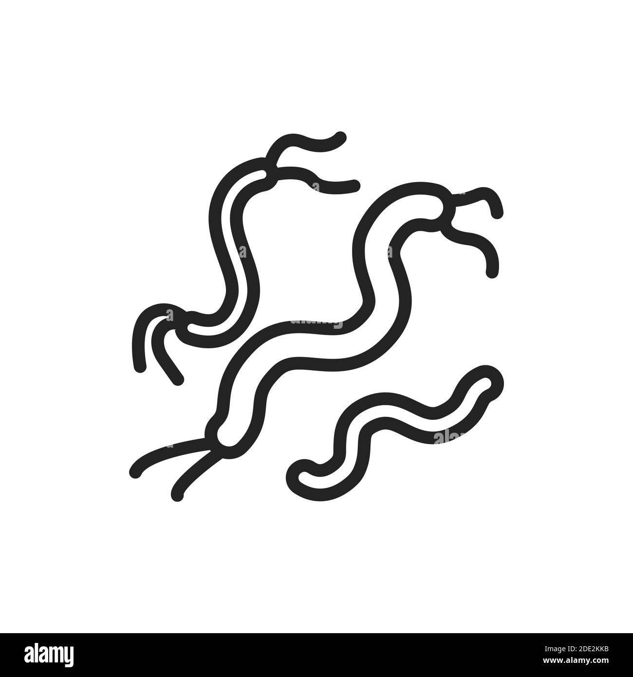Bakterien Spirilla schwarze Linie Symbol. Vektorgrafik Stock Vektor
