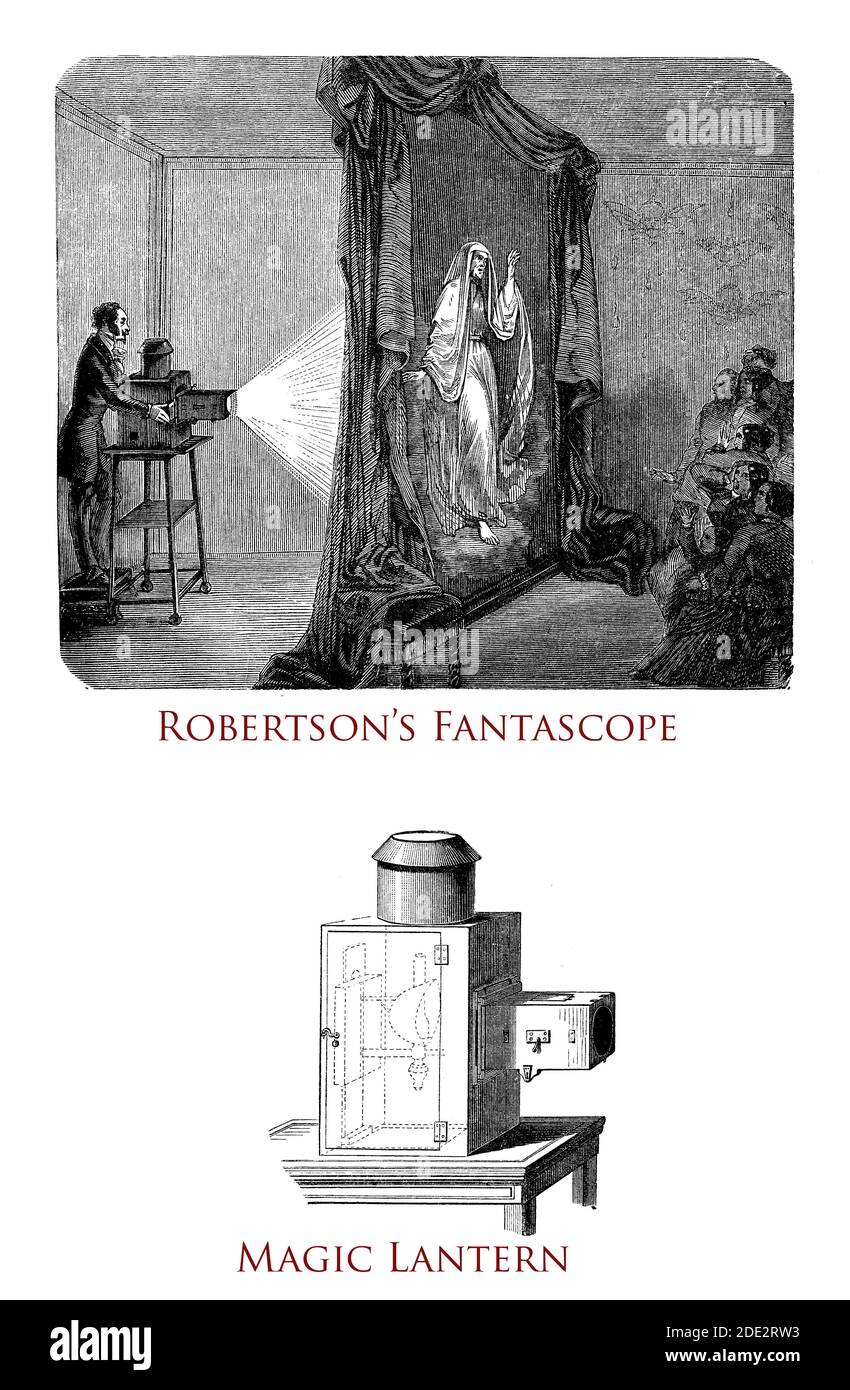 Etienne-Gaspard Robert (1763-1837) Physikprofessor mit optischem Wissen, nahm den Künstlernamen Robertson für seine magischen Laternen-Shows namens Phantasmagoria in Paris an Stockfoto