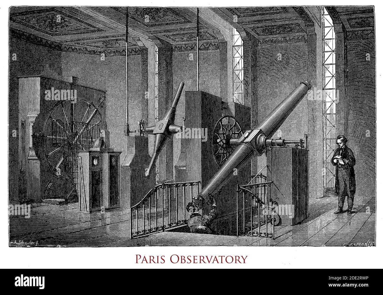 Refraktionskeleskop an der 1667 gegründeten Pariser Sternwarte Stockfoto