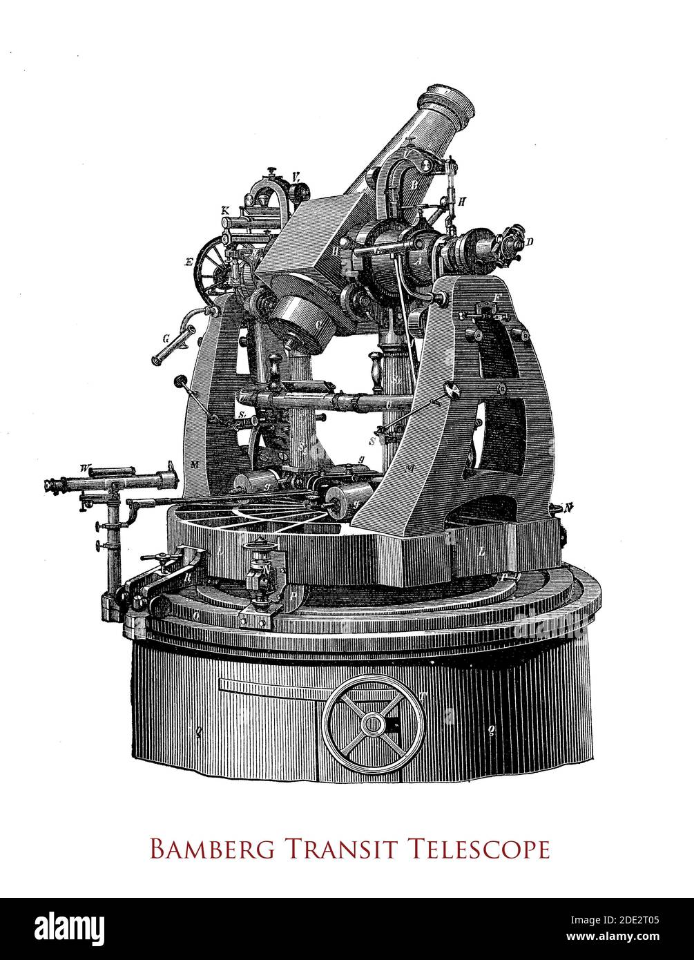 Geodätisches Transitteleskop, gebaut von Carl Bamberg (1847-1892) Lehrling bei Carl Zeiss für Längenbestimmung, Messung von horizontalen und vertikalen Winkeln Stockfoto