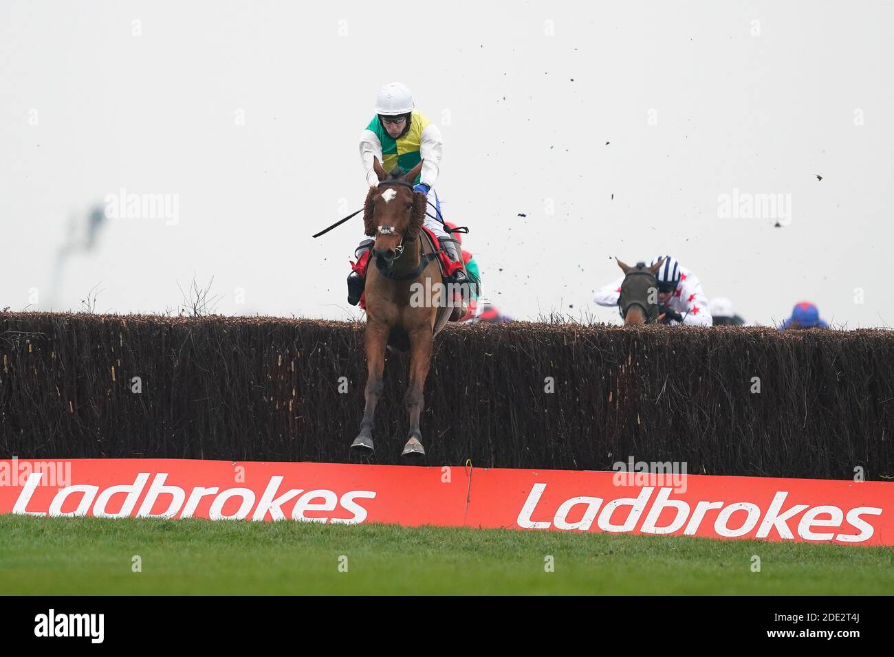 Cloth Cap von Tom Scudamore geritten löscht die letzte, die Ladbrokes Trophy Chase auf Newbury Racecourse zu gewinnen. Stockfoto