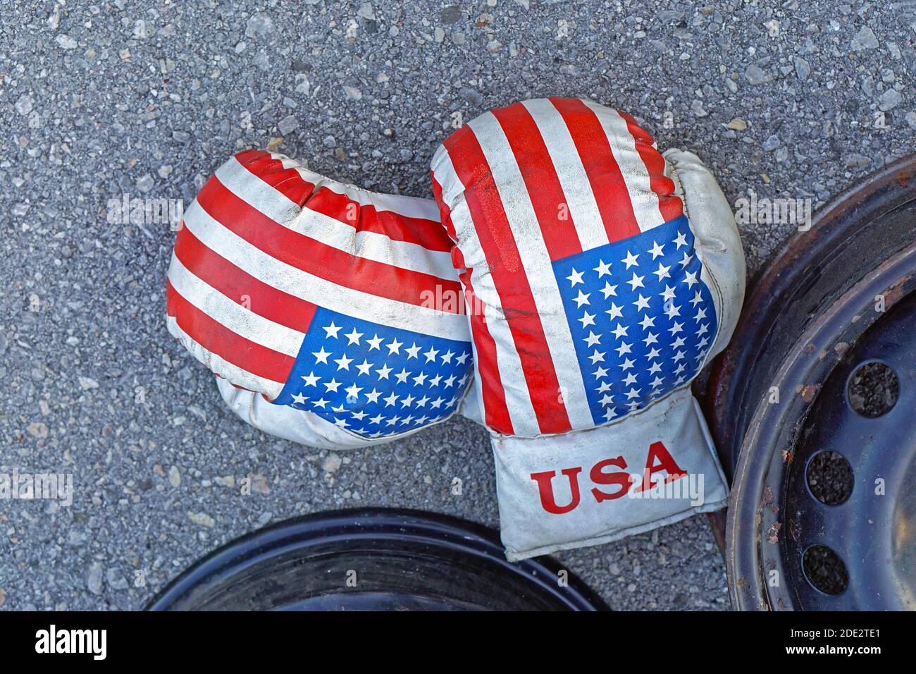 Boxhandschuhe mit amerikanischer Flagge USA Team Stockfoto