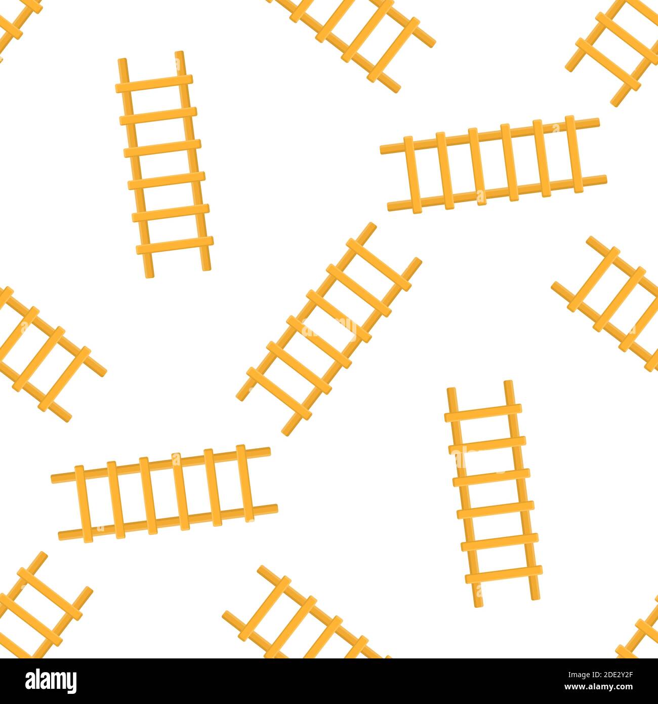 Nahtloses Muster mit Cartoon-Leiter, Treppe auf weißem Hintergrund. Gartenwerkzeug. Vektorgrafik für jedes Design. Stock Vektor