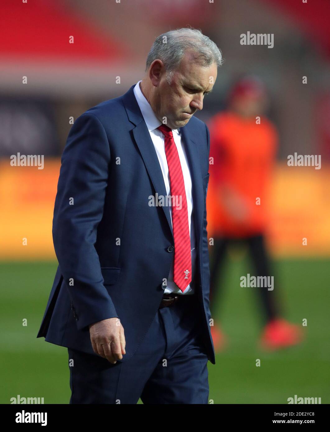 Wayne Pivac, Cheftrainer von Wales, vor dem Spiel im Herbst-Nations-Cup in Parc y Scarlets, Wales. Stockfoto