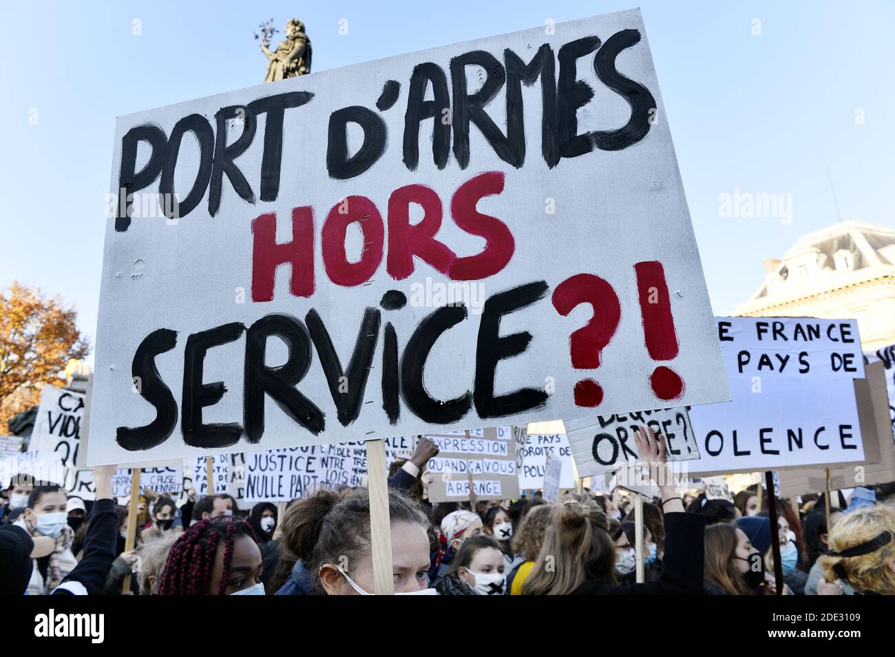 Protest in Paris gegen das "Global Security Law Project" - 28 Von november - Place de la République - Paris - Frankreich Stockfoto