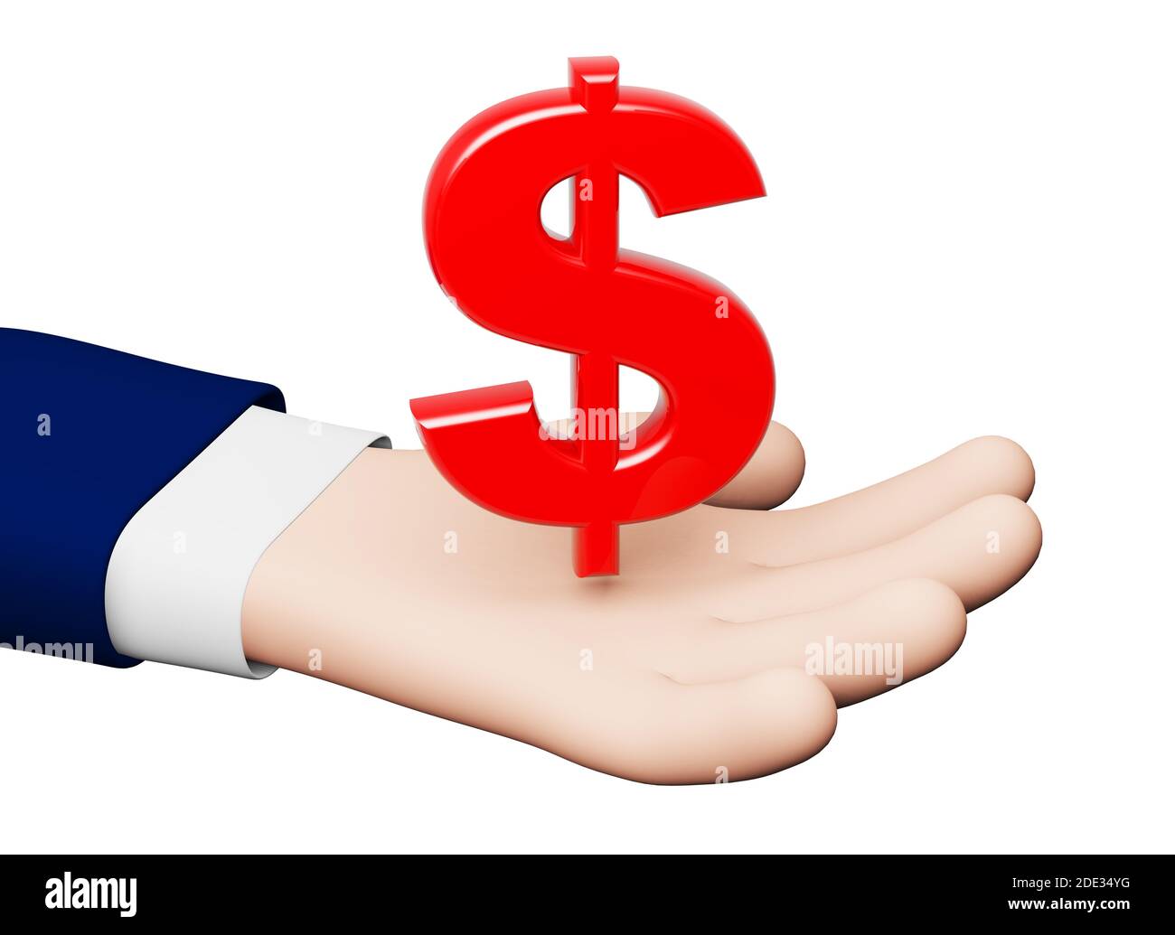 Hand Dollar Symbol 3D-Abbildung Stockfoto