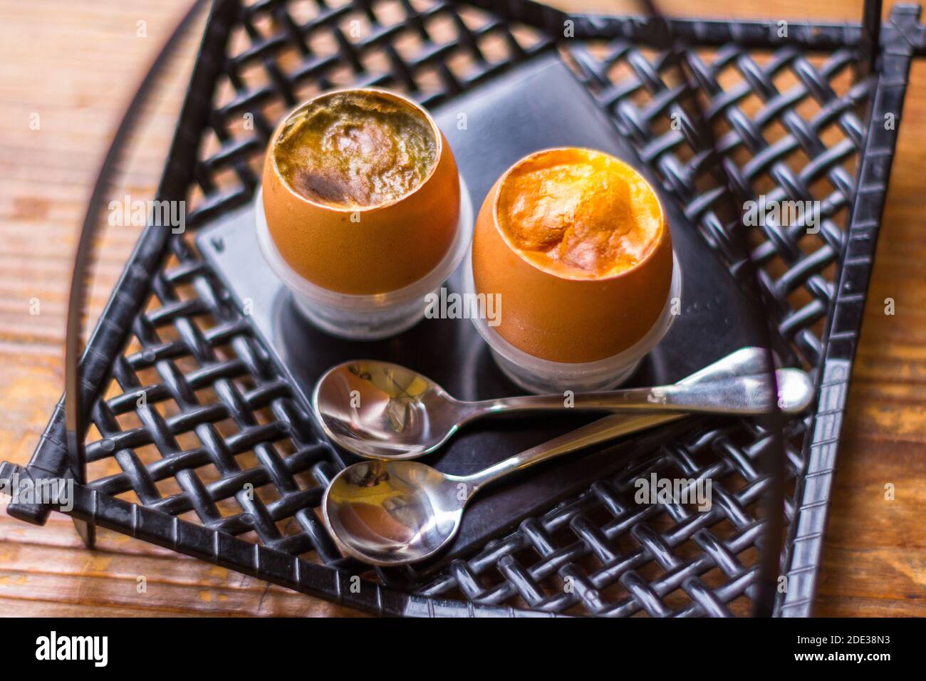Herzhaftes Eiergericht in einem lokalen Café in Macau, China Stockfoto