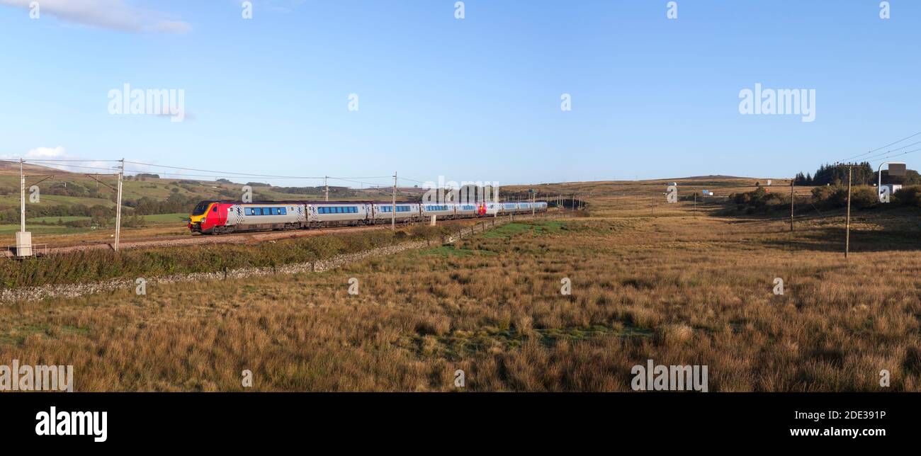Avanti Westküste Bombardier voyager Dieselzüge laufen auf der Elektrifizierte Hauptlinie der Westküste, die die Landschaft von Cumbrian durchquert Stockfoto