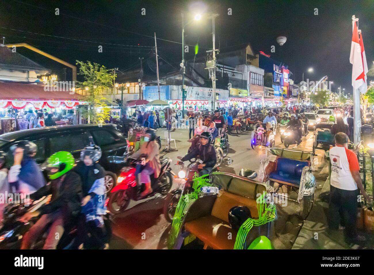 Die lebhafte Straße in Jalan Malioboro in Yogyakarta Indonesien Stockfoto