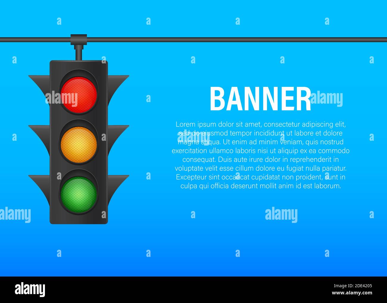 Ampelbanner auf blauem Hintergrund. Vektorgrafik. Stock Vektor