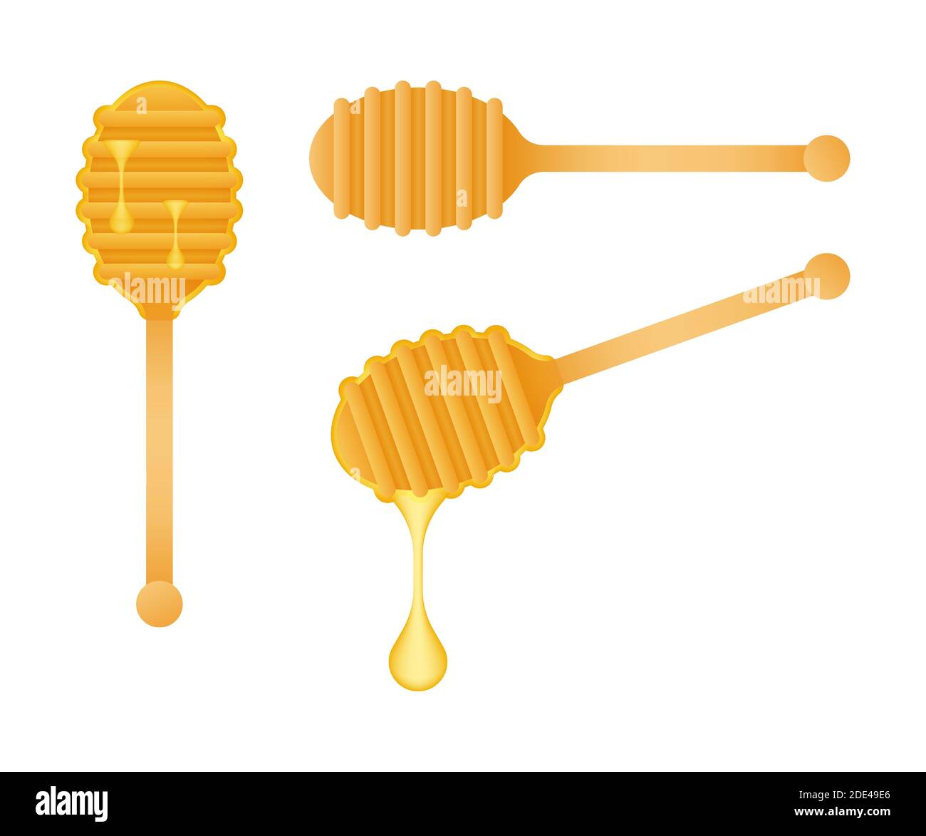 Holzlöffel für flüssige Süße. Honigkipper. Vektorgrafik. Stock Vektor