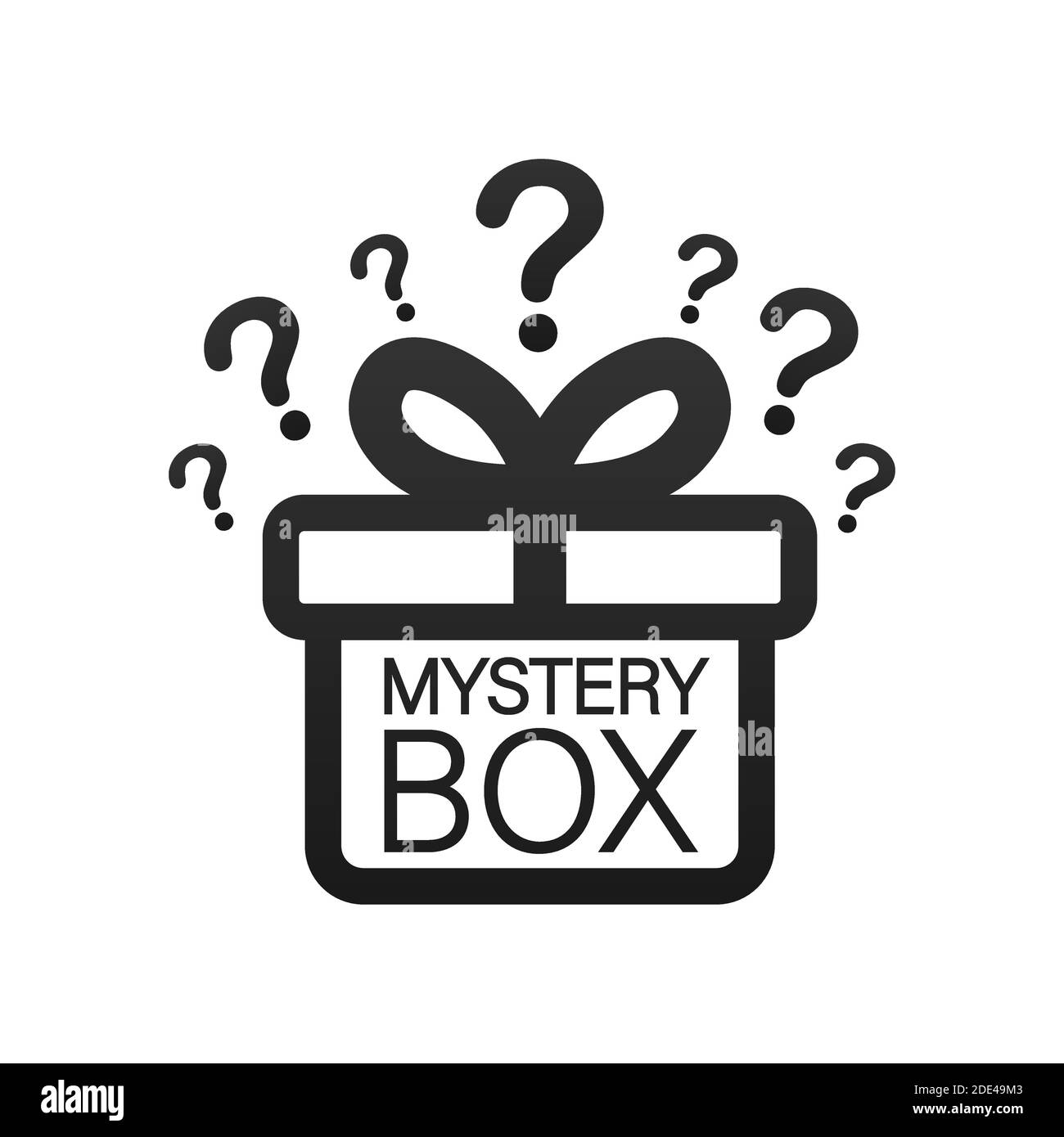 Mystery Box. Verpackung für Konzeptdesign. Überraschungsgeschenk. Verpackungsdesign. Hilfesymbol. Fragezeichen. Vektorgrafik. Stock Vektor
