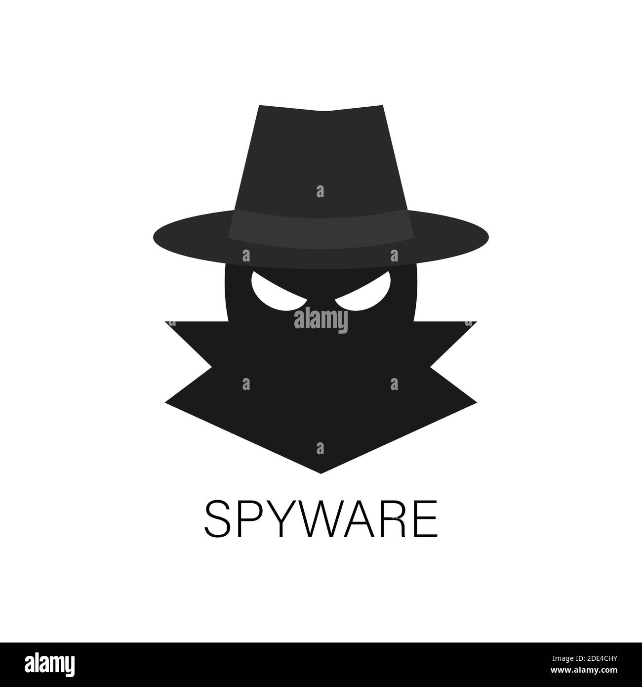 Spyware, Internet-Technologie. Stoppschild, Web-Symbol. Gefahrensymbol. Konzept Hacking Computer. Vektorgrafik Stock Vektor