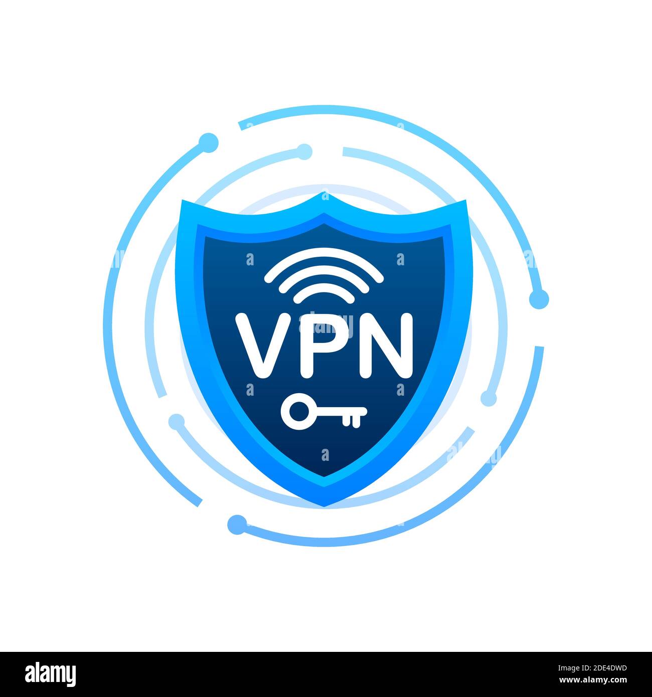 Sicheres VPN-Verbindungskonzept. Übersicht über die Konnektivität des virtuellen privaten Netzwerks. Vektorgrafik. Stock Vektor