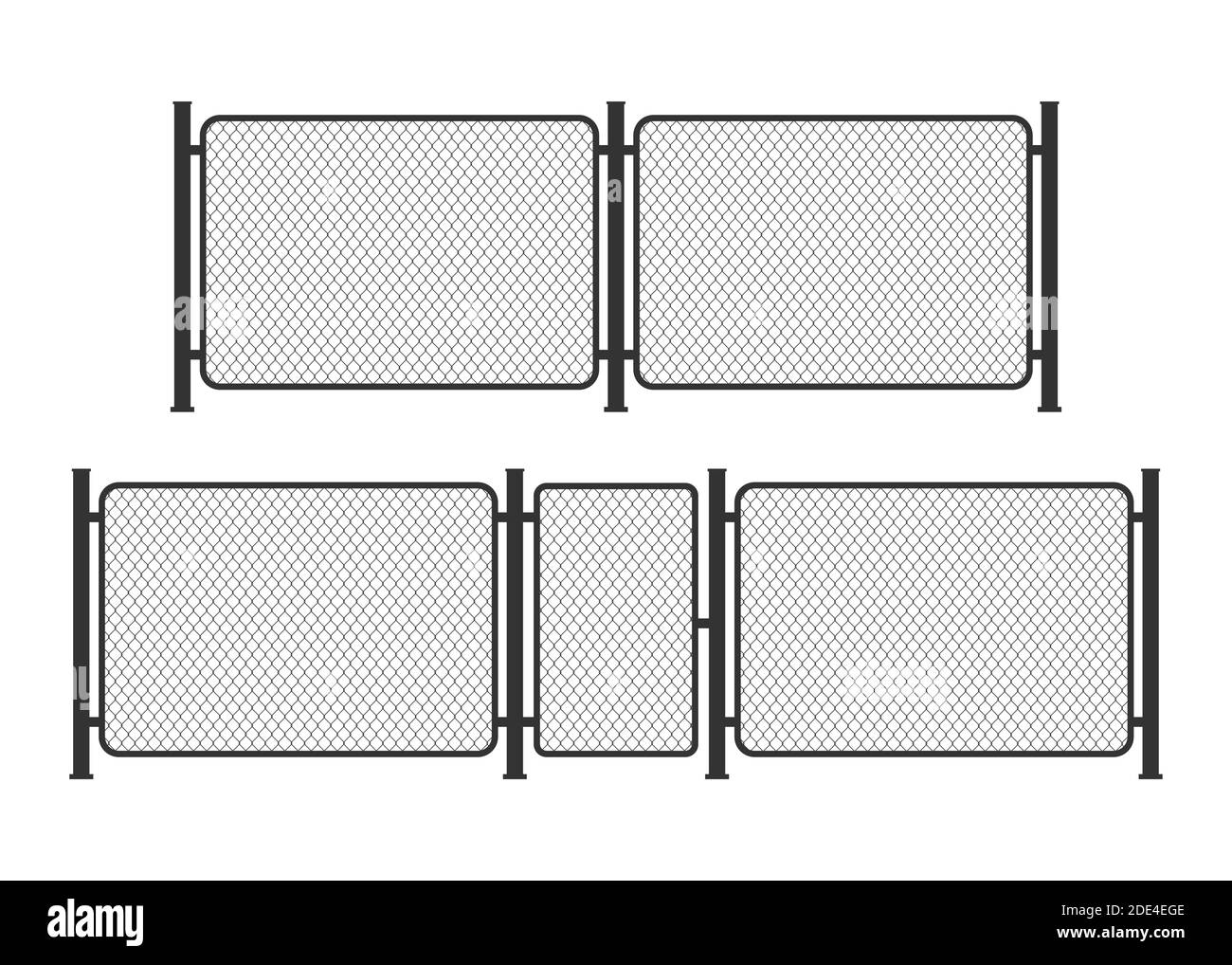 Metallkettenglied mit Zaundraht. Gefängnisbarriere, gesichertes Grundstück. Vektorgrafik. Stock Vektor