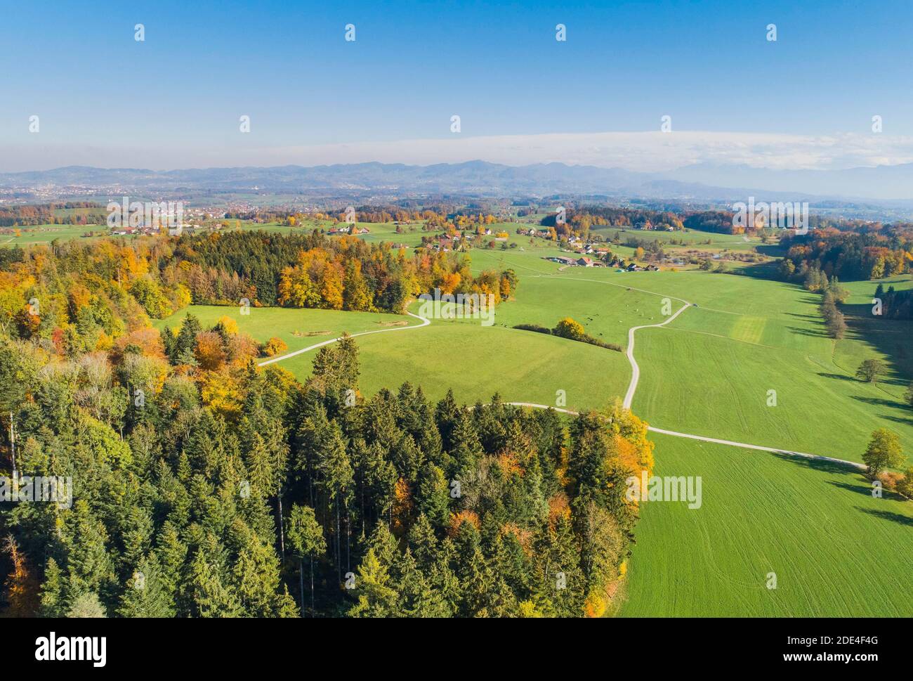 Zürcher Oberland, Blick auf Bachtel und Saentis, Schweiz, Saentis Stockfoto